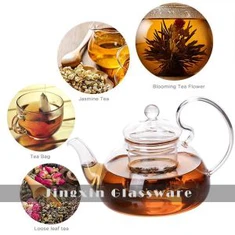 Bule de vidro de borosilicato transparente resistente ao calor